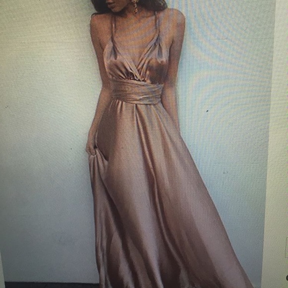 Pink custom satin shiny metallic Prom dress. - Picture 2 of 4